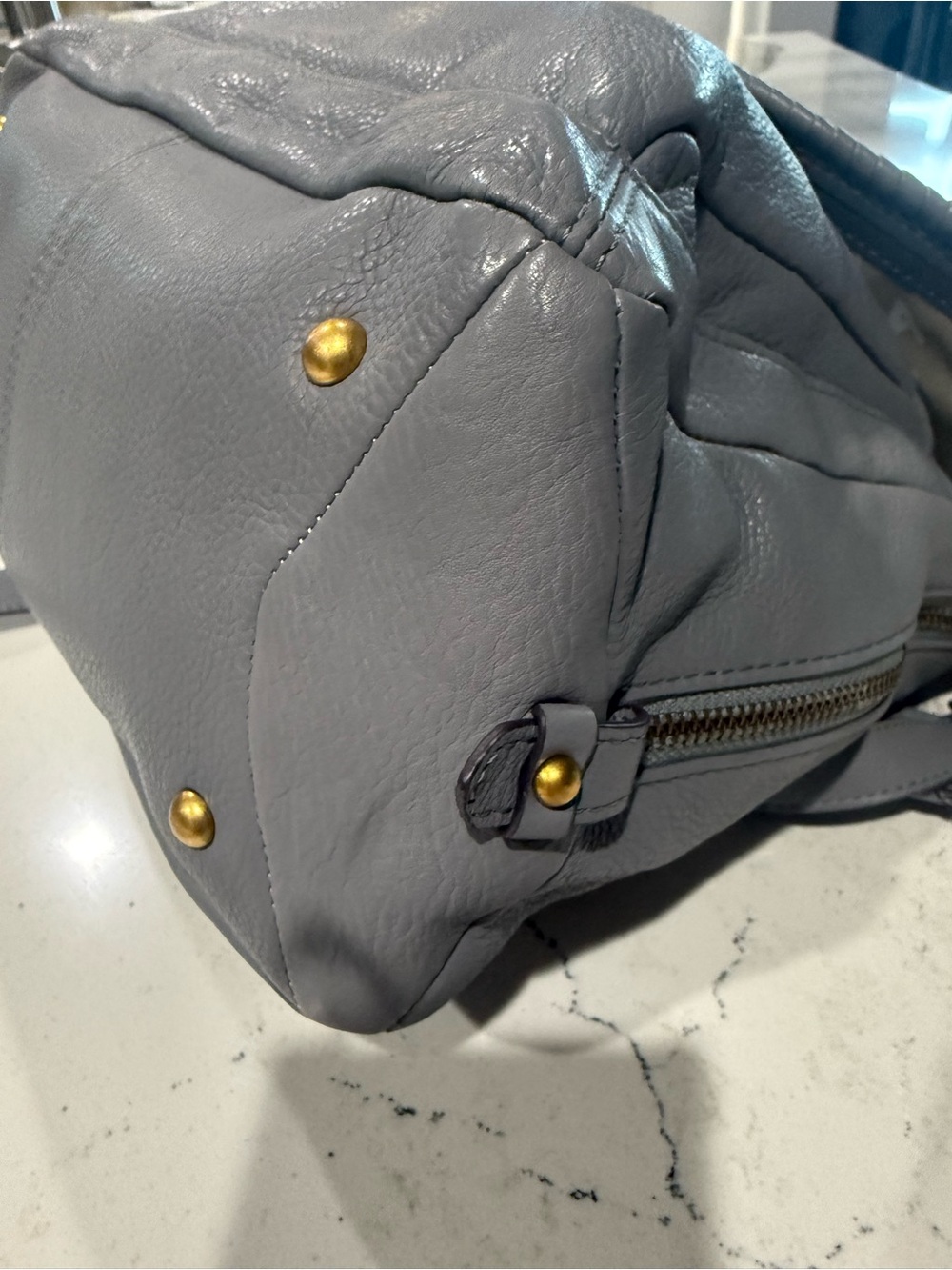 Aimee Kestenberg Gray Leather Braided Shoulder Bag with Gold Hardware - Picture 6 of 16